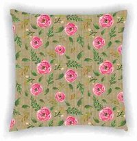 Floral Digital Print Cushion Cover - Poly Cotton 40x40 Cm (16x16 Inches), Square Shape, Multi Colors With Zipper | Customized Sizes & Materials, Digital Printing