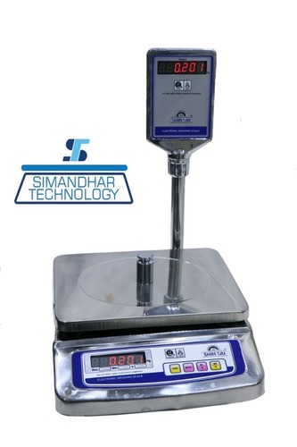 SS Pole Table Top Scale - 30kg - RED Display