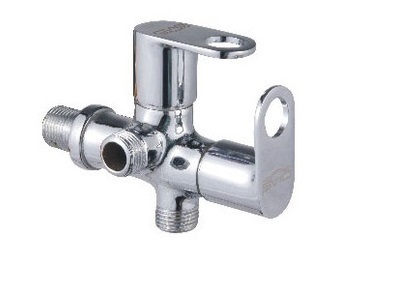 Double Outlet Angle Cock With Flange - Color: Silver