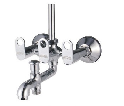 Wall Mixer 3 In 1 - 7 Inch Round, Stainless Steel Pipe Connection with Bend Pipe Design