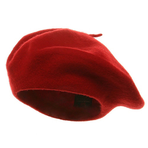 Red Beret Cap - Polyester Fabric, Unisex Standard Design | Plain Pattern, Ideal for Formal Attire