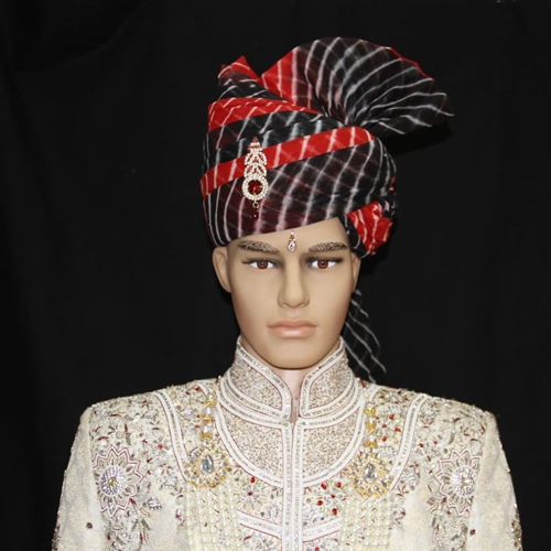 Designer Cotton Safa - Cotton Fabric, Accurately Shaped , Soft Lightweight Texture with Shiny Embellishments and Traditional Styling