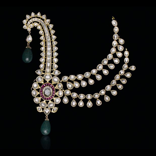 Safa Accessories - High-Quality Plastic, Artistic Design with Shiny White Beads, Pearls, and Stones - Perfect for Weddings and Festive Occasions