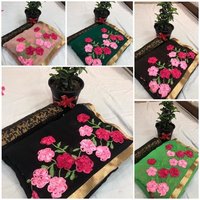 Multicolor Pure Georgette Saree With Ribbon Work With  Silk Blouse (dnhsilk15)