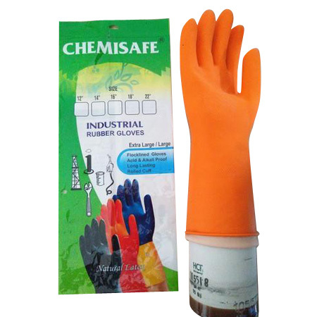 Orange Chemical Protection Rubber Gloves