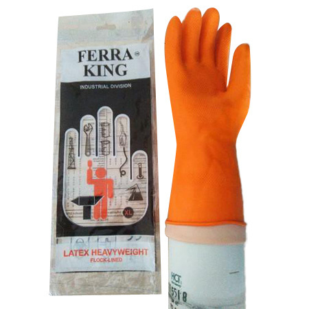 Orange Heavy Weight Rubber Coated Gloves