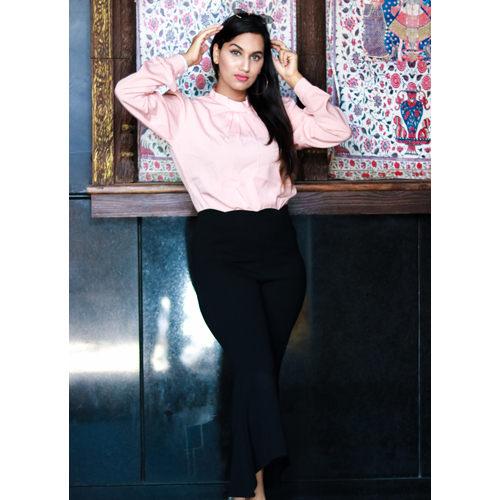 Peach Crepe Full Sleeves Tops