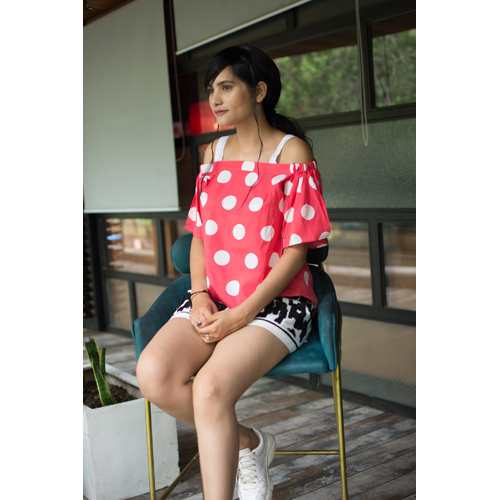 Polka Dot Off Shoulder Top
