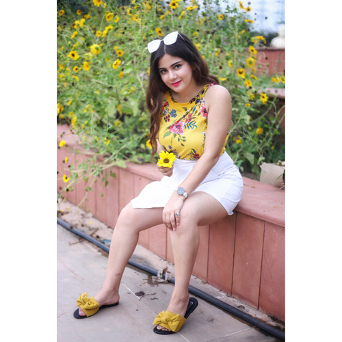 Yellow Floral - Fabric Rayon Cotton Top