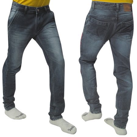 Mens Cross Pocket Whisker Blast Wash Jeans