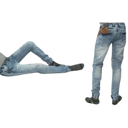 Mens Damage Jogger Heavy Wash Jeans