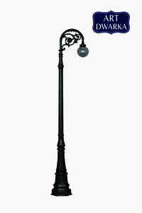 Roseville Cast Iron Lamp Post With Bracket And Light - Color: Black