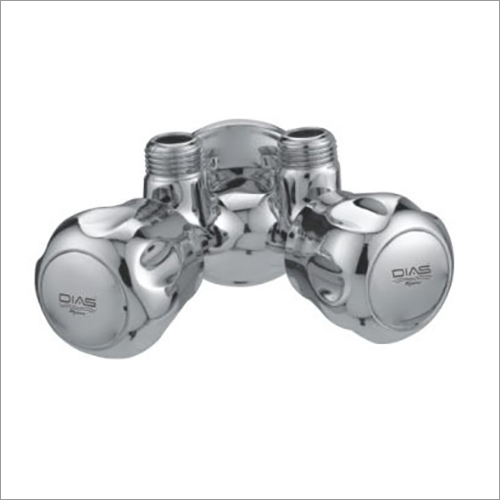 Wall Mounted 2-Way Angle Cock With Flange - Color: Silver