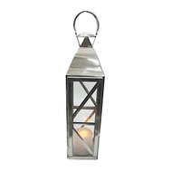 Steel Lantern - 14 Inch Height, Copper Finish | Intricate Moroccan Design, Glass Cylinder For Pillar Candle, Hinged Handle