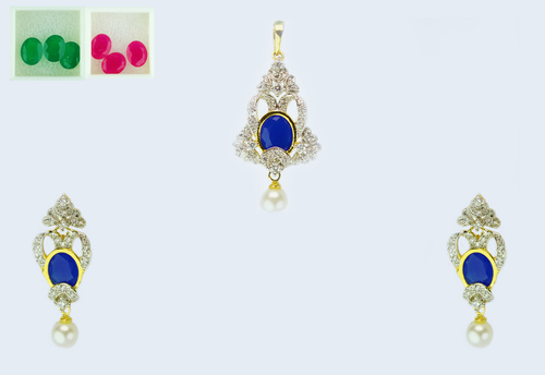 Dazzling Sapphire Pendant - Yellow Gold Changeable Stone Feature | Women's Elegant Jewelry for Engagement Wedding and Anniversary Celebrations