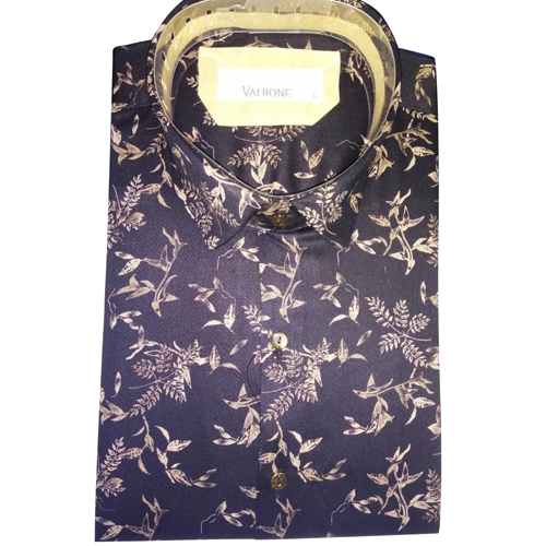 Men Designer Shirt - Cotton Blend, M-XXXL, Dark Blue | Collared, Slim Fit, Floral Print, Comfortable Wear, Durable Material