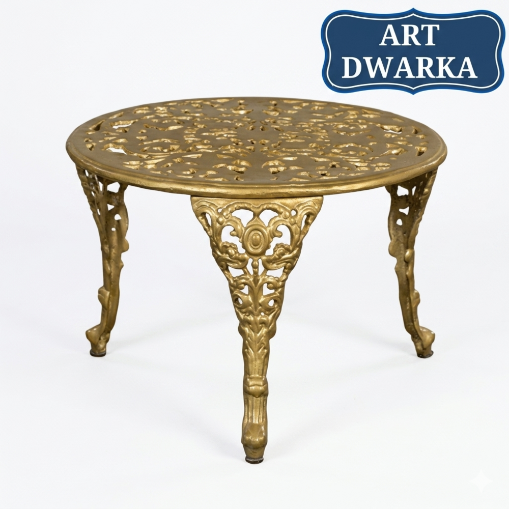 Golden Cast Iron Garden Table