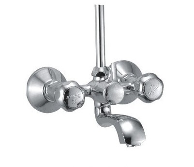 Wall Mixer Telephonic - Brass and PVC Materials | Round Shape Design with Crutch Bend Feature