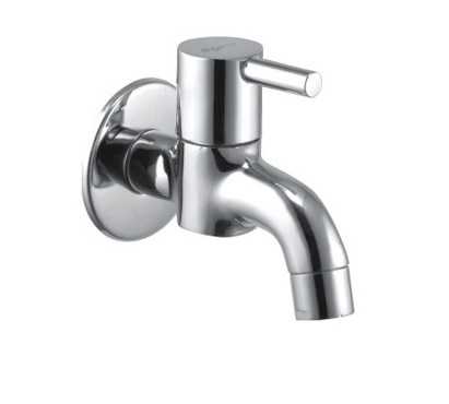 BIB COCK WITH FLANGE - Brass and Stainless Steel, 15 mm Round Shape with Durable Flange Design and Versatile Installation Options