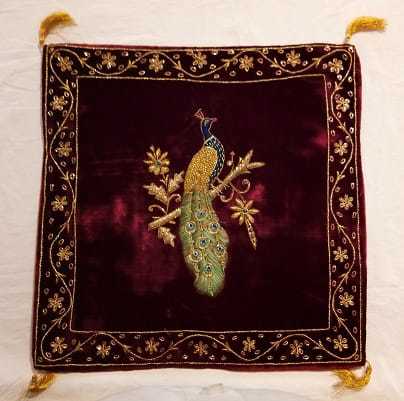 Maroon Cushion Cover With Patch Work