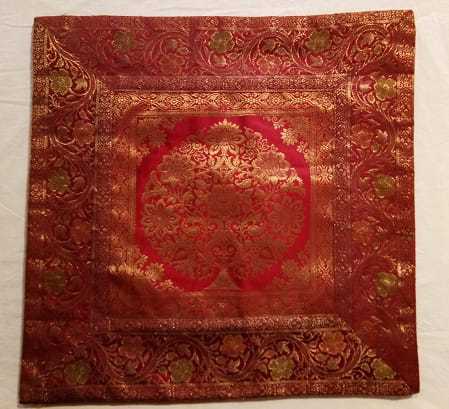 Red Silk Patch Work Cushion Cover