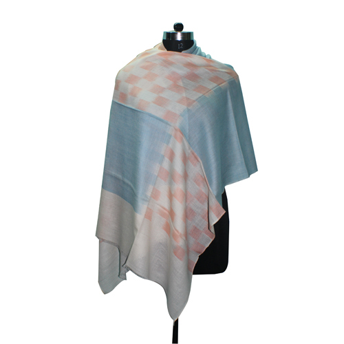 White & Blue Handmade Pashmina Designer Stole