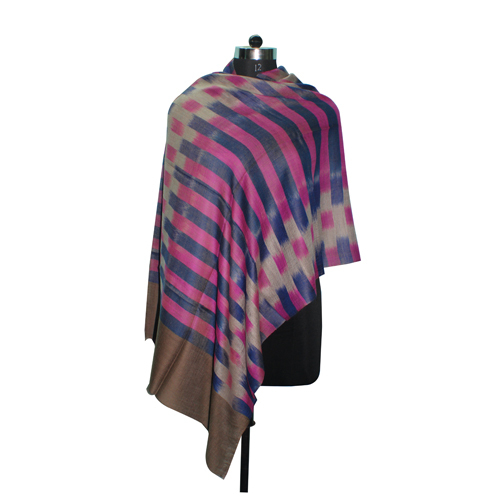 Multicolor Handmade Pashmina Pink Blue Stole