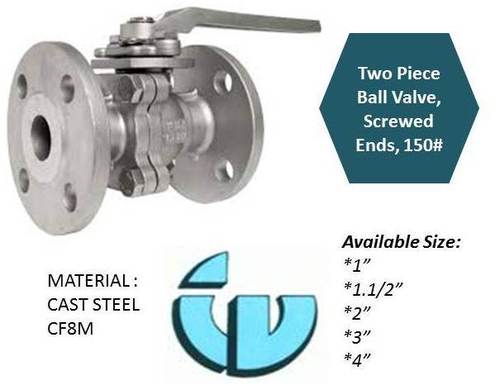 Cast Steel Cf8M Two Piece Ball Valve Flanged Ends