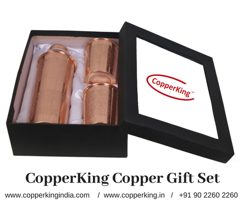 Copper Gift Set (Embossed Bottle with two Glass)