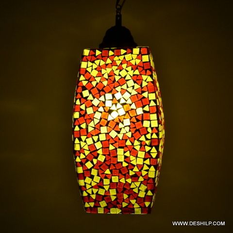 RED MOSAICGLASS HANGING,DECORATIVE RESIDENTIAL HANGING,GLASS HANGING,FROST GLASS HANGING,MOSAIC GLASS HANGING,LUSTER HANGING