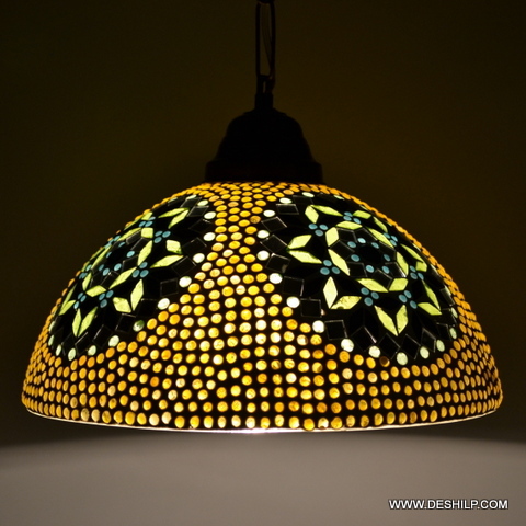 YELLOW MOSAIC GLASS WALL DECORATED HANGING