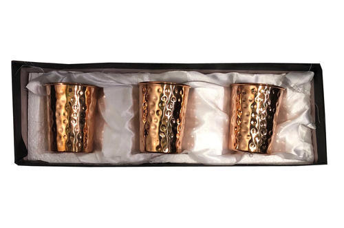 Copper Hammered Glass Pack Of 3 Gift Set