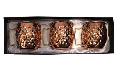 Copper Gift Set Diamond Moscow Mule Mug Pack Of  By COPPERKING HOMEE INDIA PRIVATE LIMITED