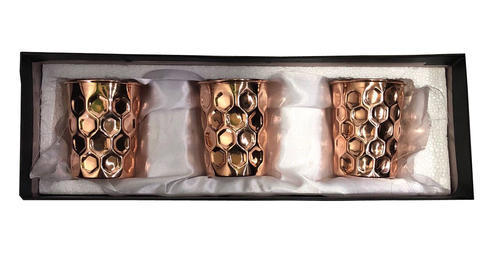 Copper Gift Set Diamond Glass Pack Of 3