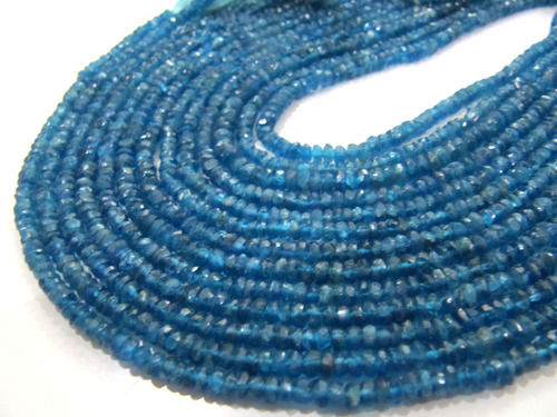 Natural Neon Apatite Rondelle Faceted Size 4mm Beads