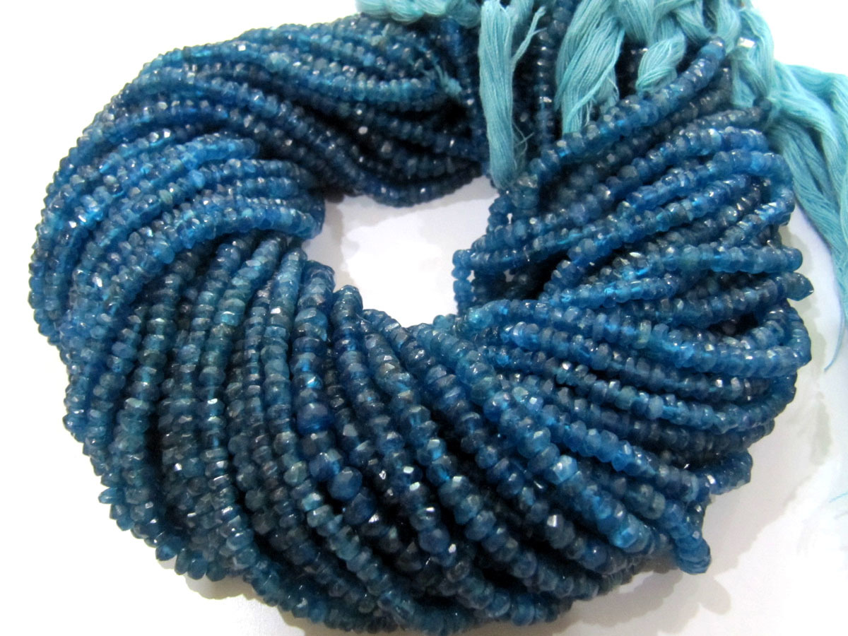 Natural Neon Apatite Rondelle Faceted Size 4mm Beads