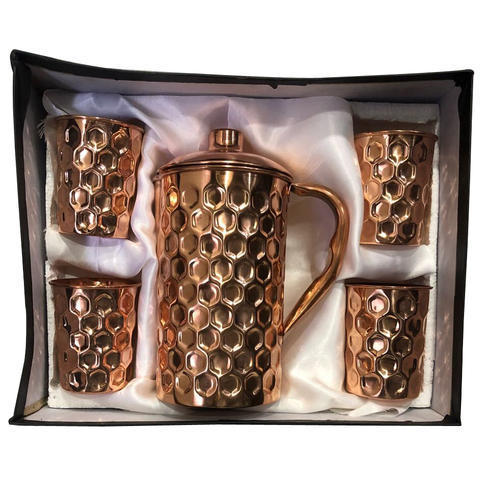 CopperKing Royal Gift Set Diamond Jug With 4 Glass