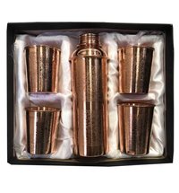 CopperKing Copper Gift Set Embossed Fanta Bottle With 4 Glass
