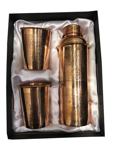 CopperKing Copper Gift Set Embossed Fanta Bottle With 4 Glass