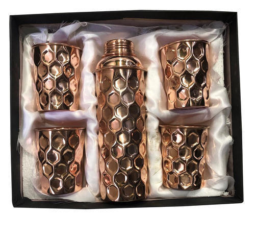 CopperKing Gift Set Diamond Fanta Bottle With 4 Glass