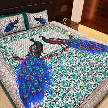 Peacock Print Bed Sheet