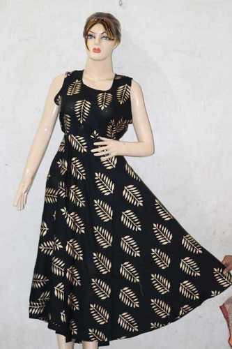 Gold Printed Long Maxi Dress Bust Size: 44 Inch (In)