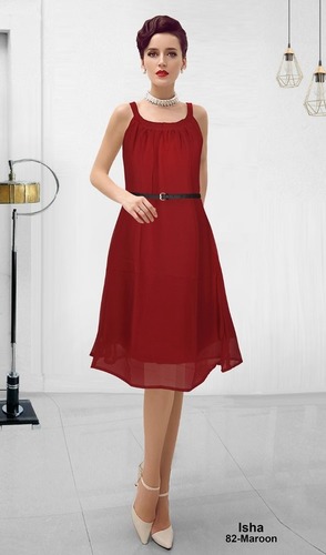 Georgette Party Wear Red Dress