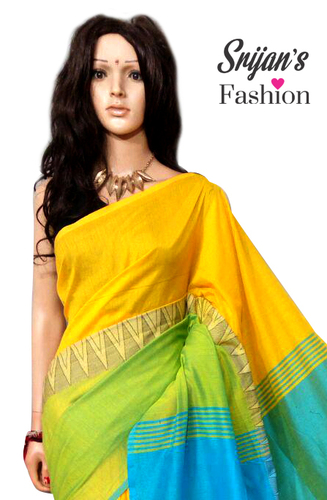 Madhyamani Saree - Khadi Cotton Fabric Multi-Color Plain Design | Hand-Spun Handwoven Eco-Friendly Wear
