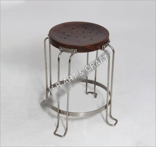 Powder Coating And Natural Color On Top Modern Bar Stool