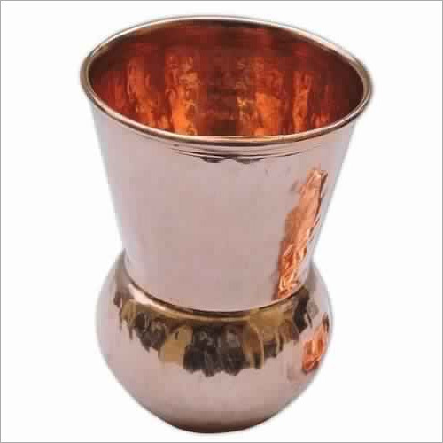 Round Pure Copper Hammered Dholak Glass