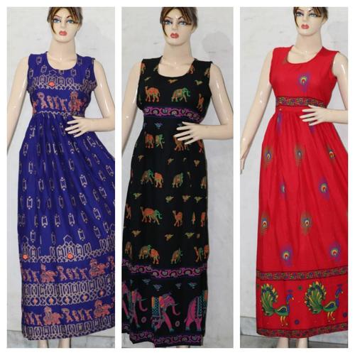 Traditional Rayon Printed Long Dress
