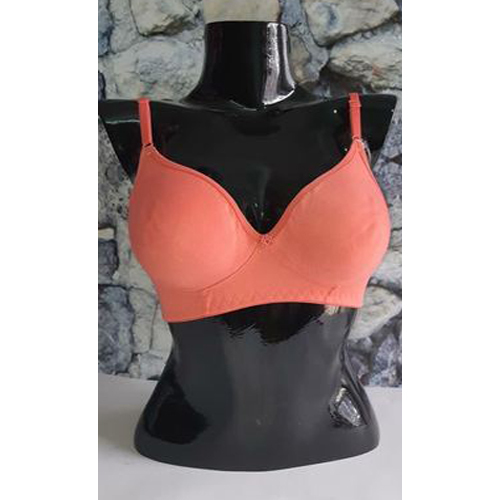 Ladies Peach Lycra Cotton Bra