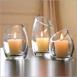 Glass Candle Holder - Clear Glass, Oval Shape, Varying Sizes | Adds Ambiance, Durable, Easy to Clean, Elegant Design, Versatile Use