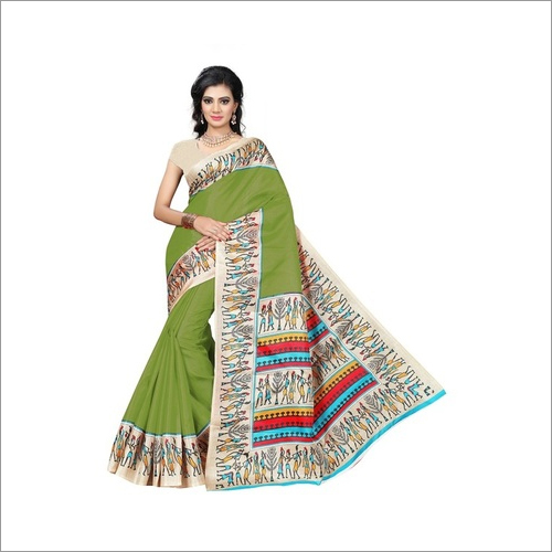 Orange Bhagalpuri Printed Saree